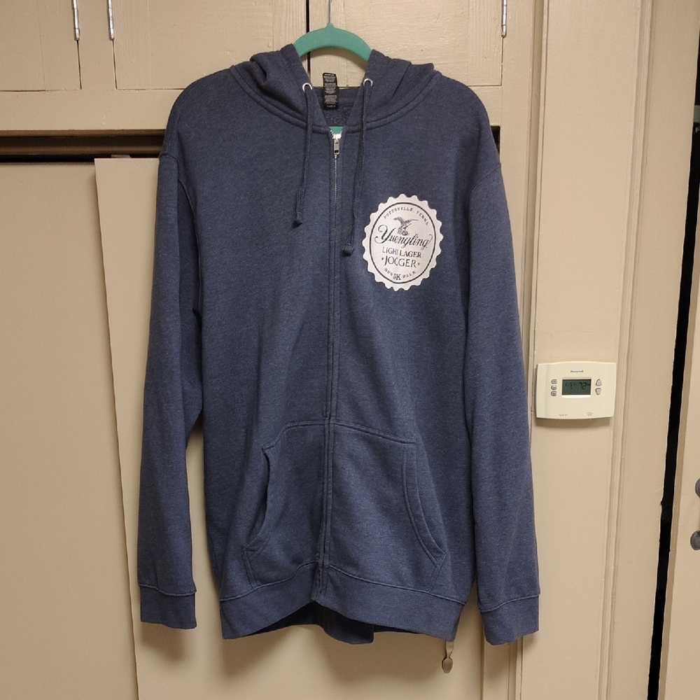 Men's Heather Blue Zip-Up Hoodie